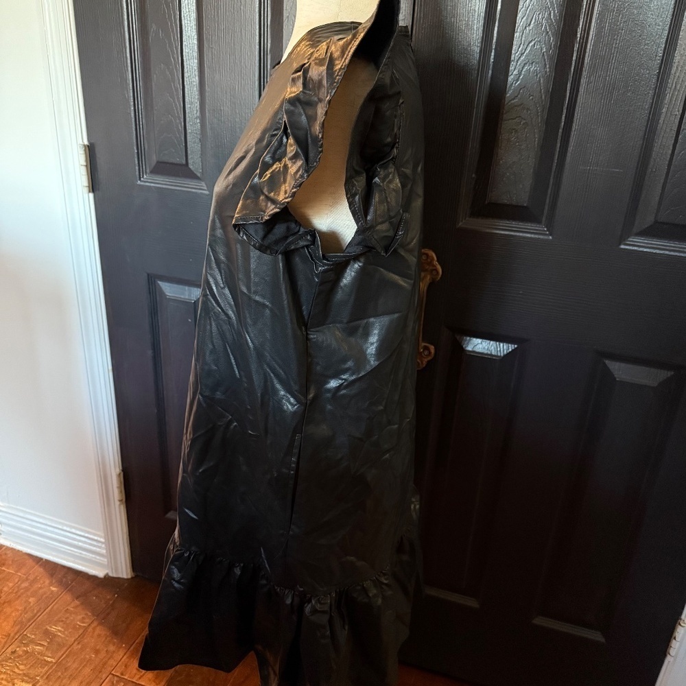 Anthropologie Pinch flutter sleeve faux leather Desi Mini Dress - Picture 3 of 10